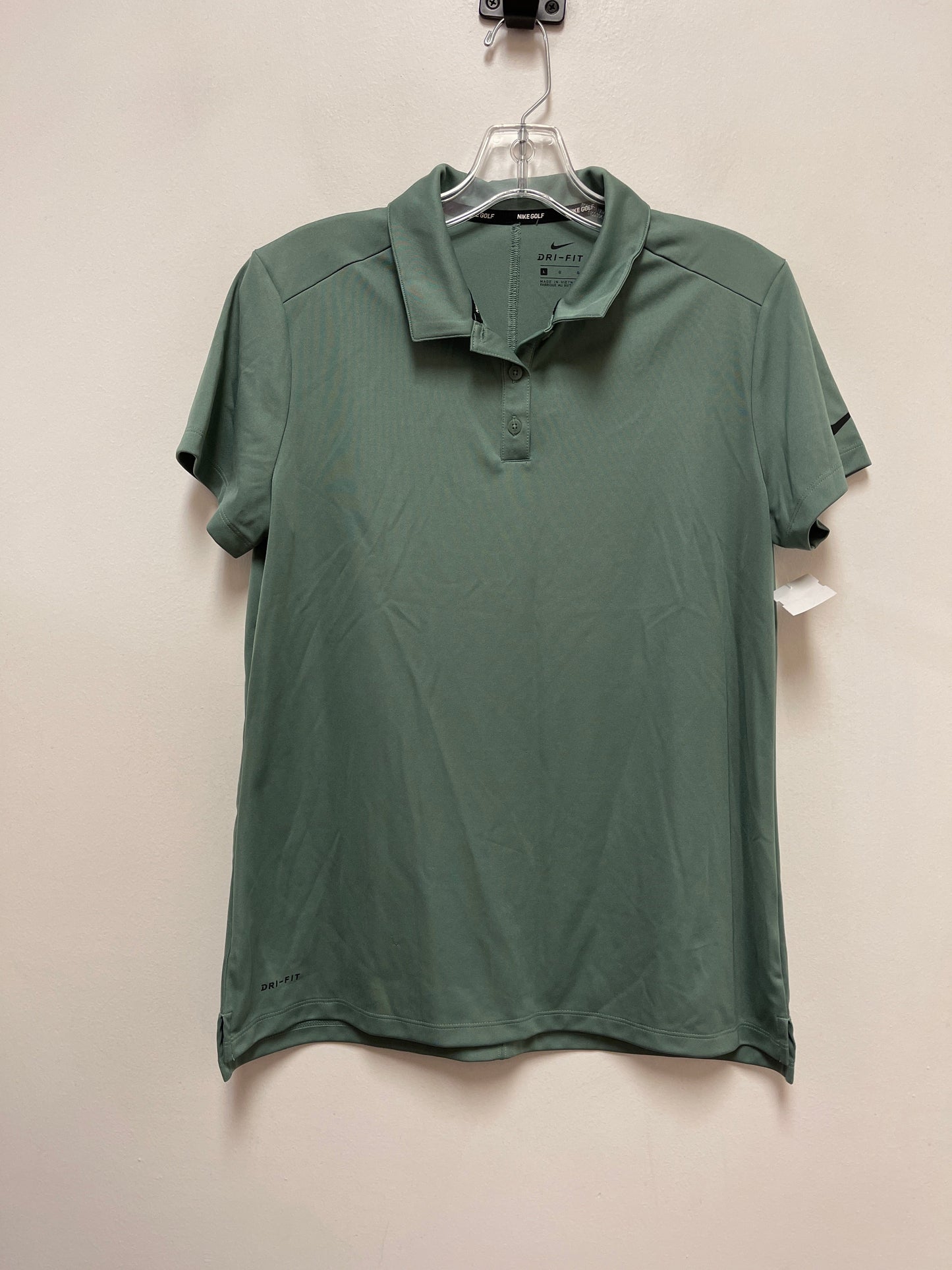 Athletic Top Short Sleeve By Nike In Green, Size: L