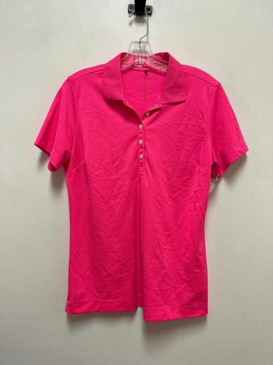 Athletic Top Short Sleeve By Nike In Pink, Size: L