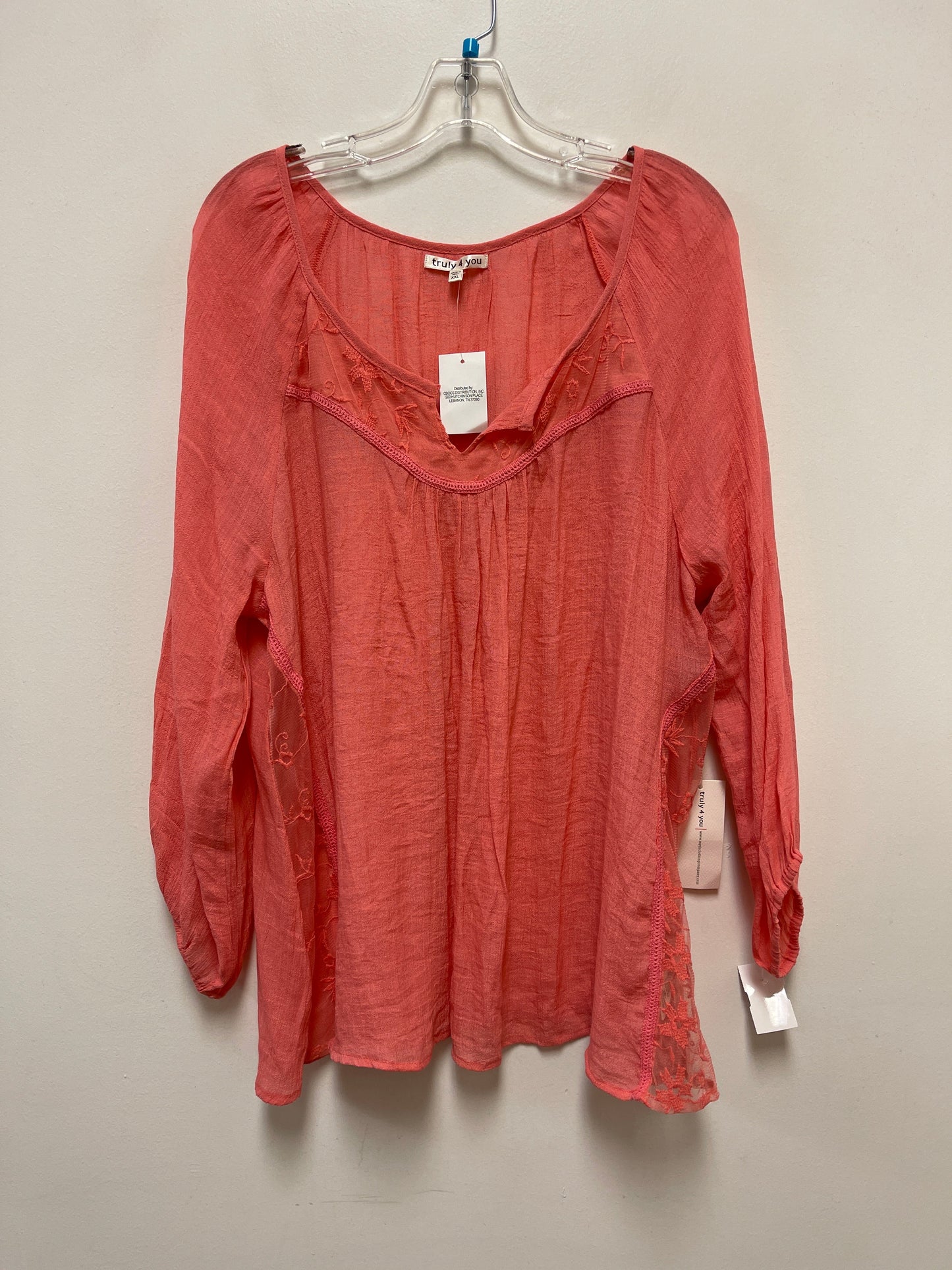 Top Long Sleeve By Clothes Mentor In Pink, Size: 2x