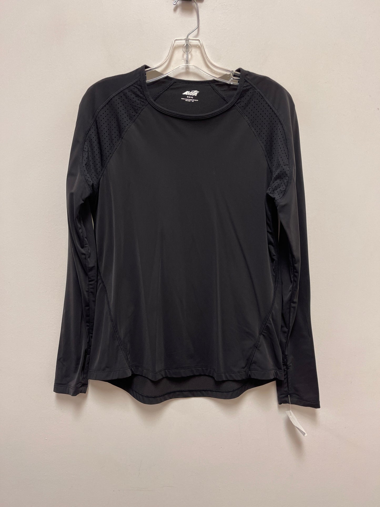 Athletic Top Long Sleeve Collar By Avia In Black, Size: M