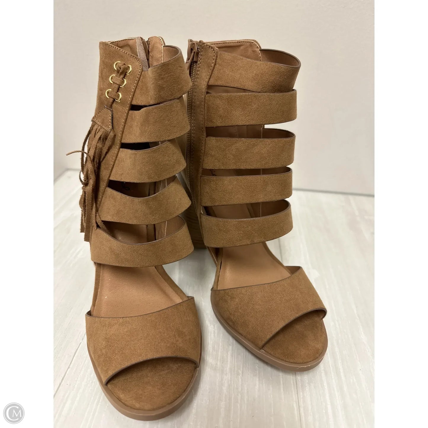 Sandals Heels Block By Qupid In Brown, Size: 8.5