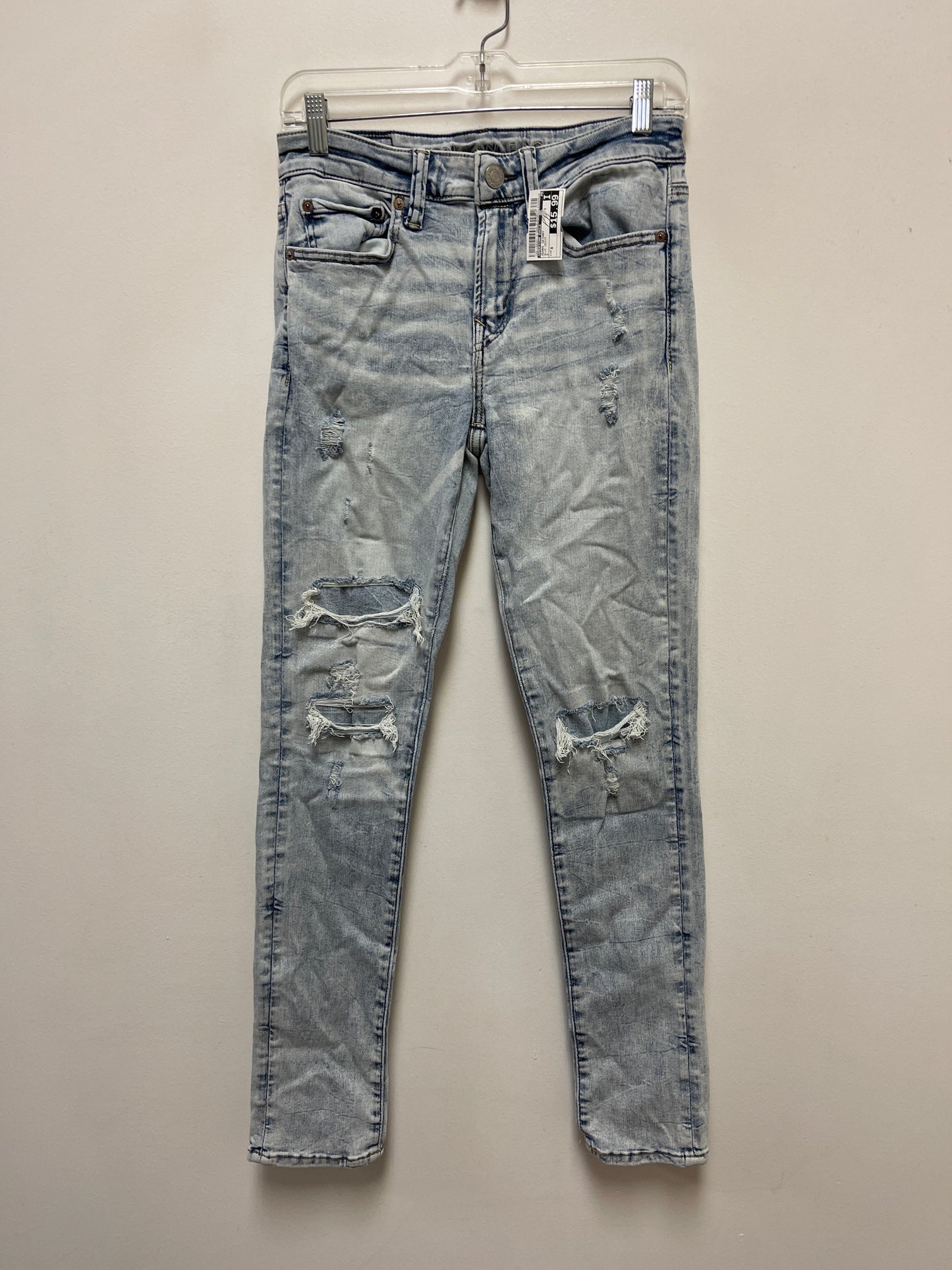 Jeans Skinny By American Eagle In Blue Denim, Size: 8