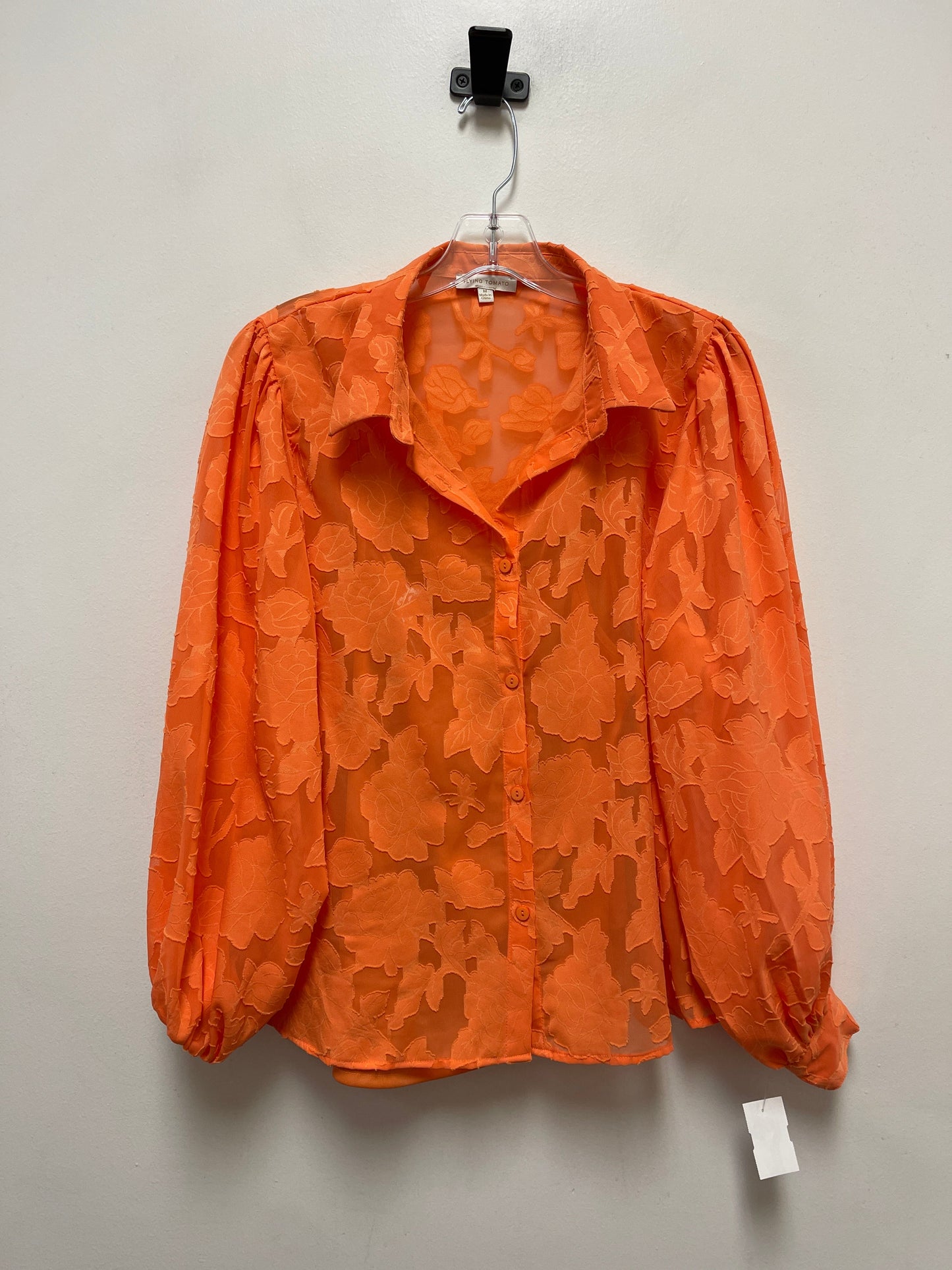 Top Long Sleeve By Flying Tomato In Orange, Size: M