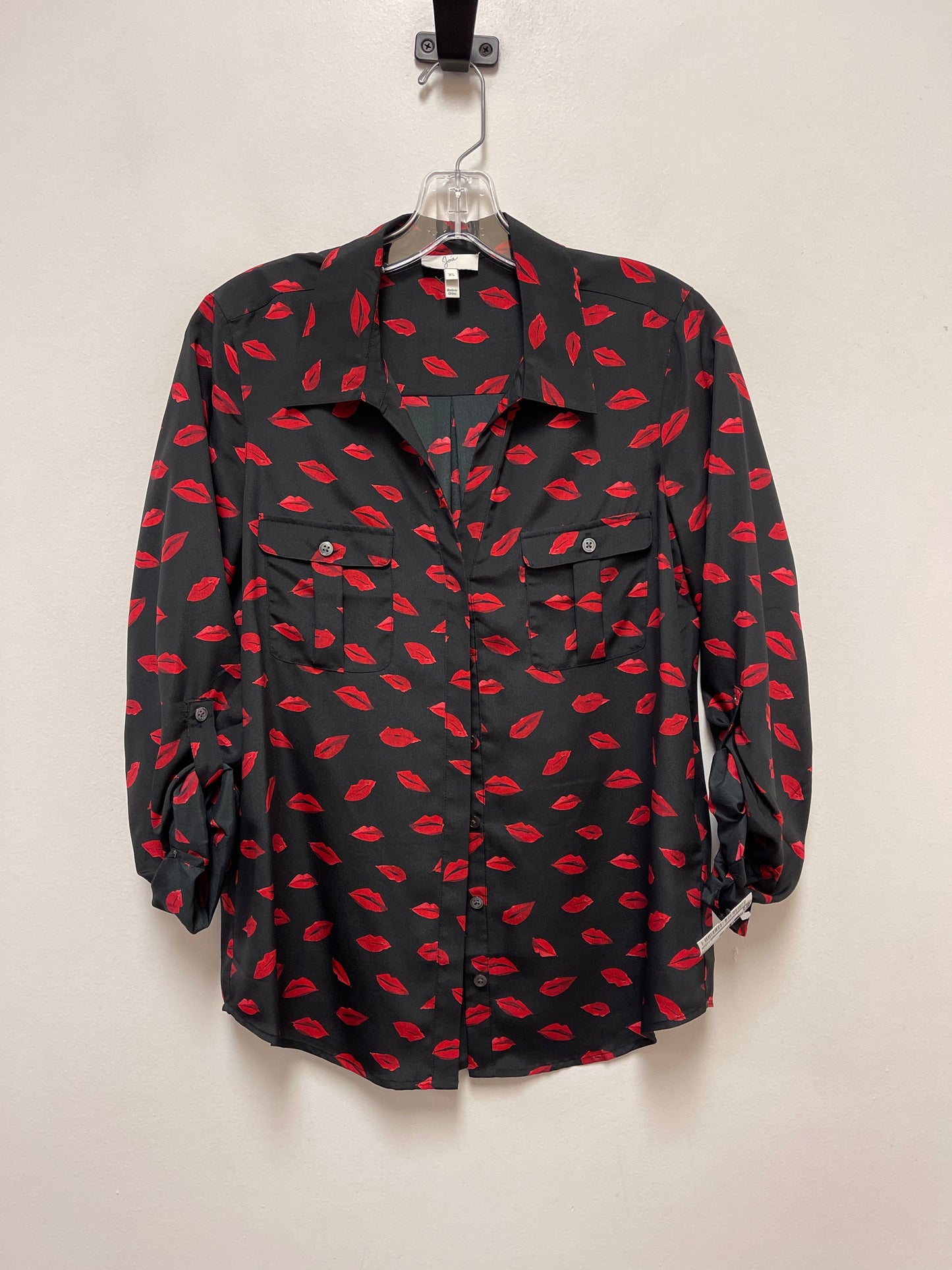 Top Long Sleeve By Joie In Black & Red, Size: Xs