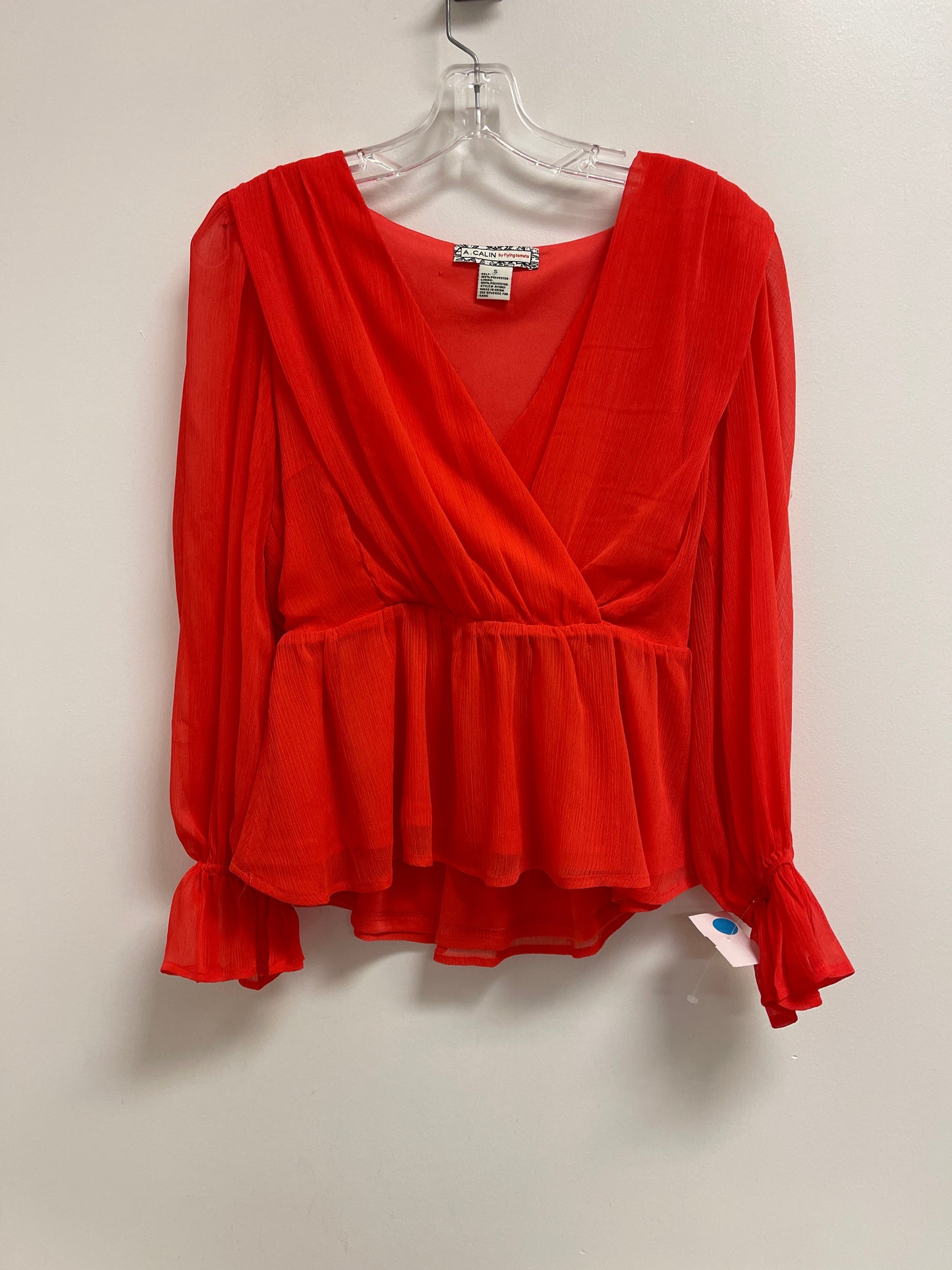 Top Long Sleeve By Flying Tomato In Red, Size: S