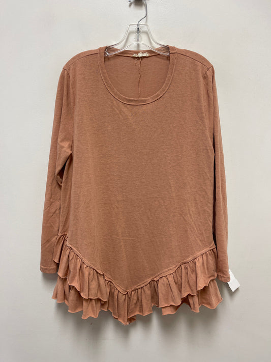 Top Long Sleeve By Easel In Brown, Size: L