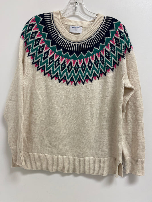 Sweater By Old Navy In Cream & Green, Size: L