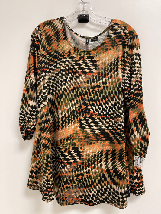 Top Long Sleeve By New Directions In Black & Orange, Size: L