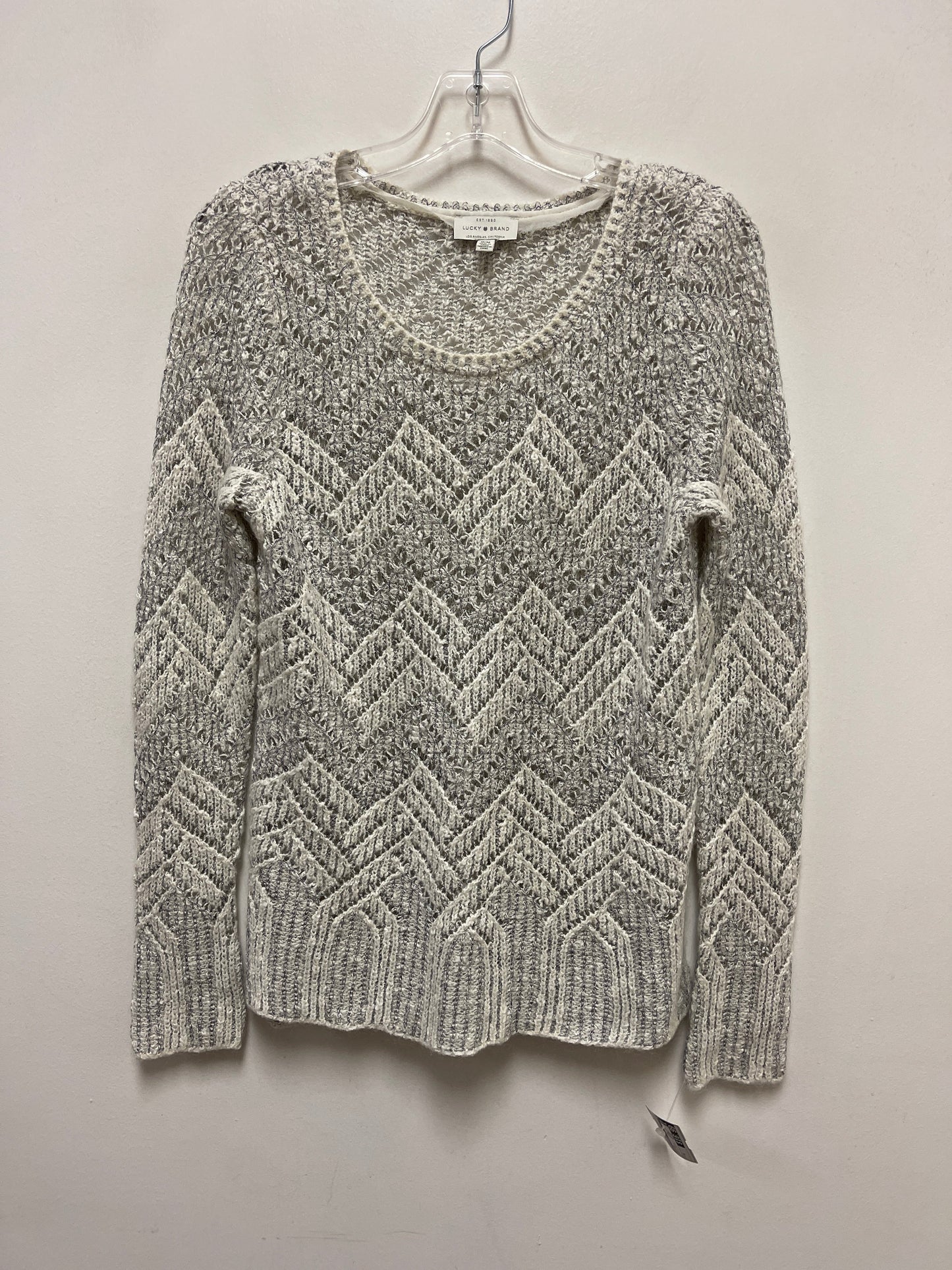 Sweater By Lucky Brand In Grey & White, Size: M