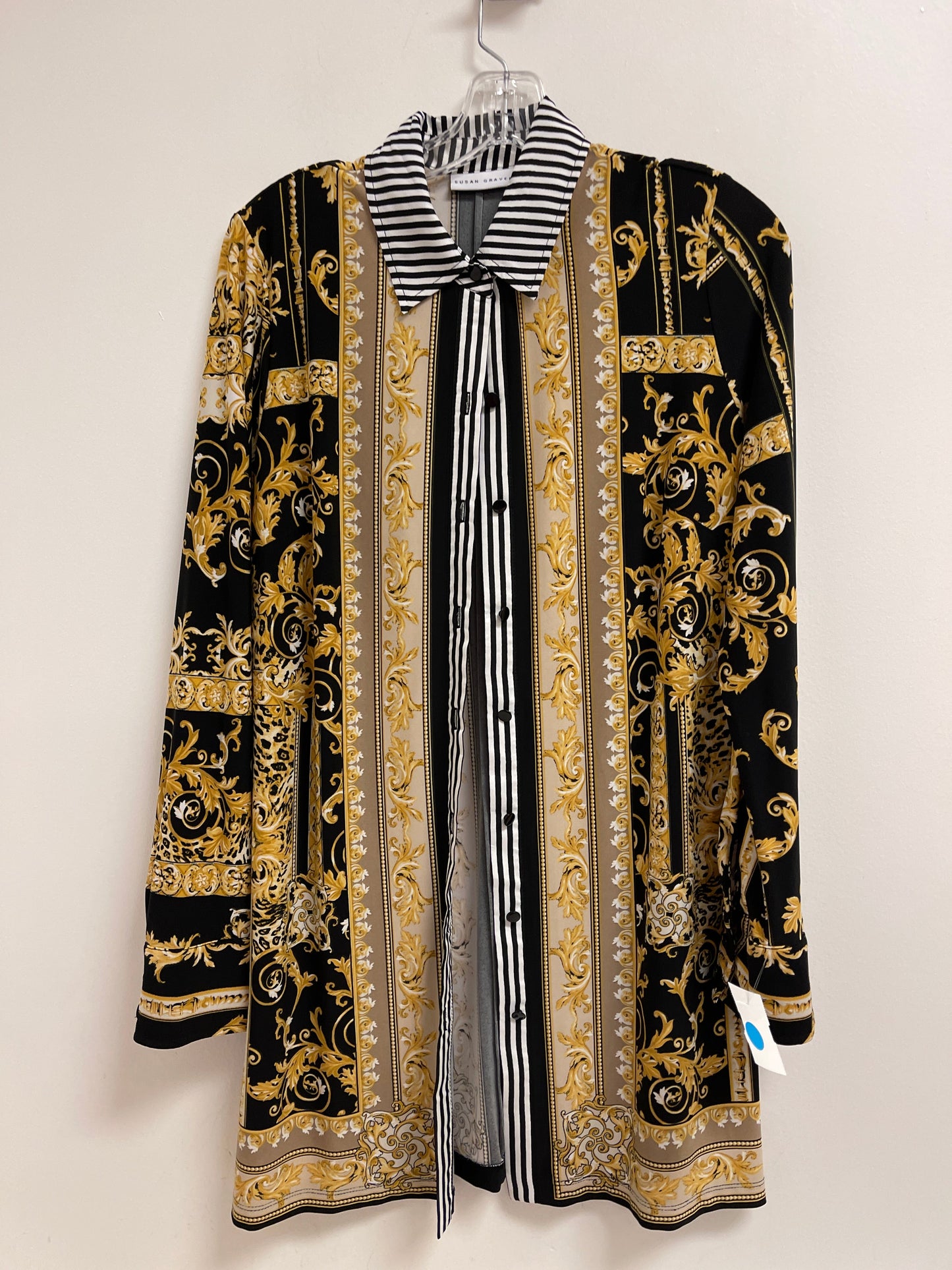 Top Long Sleeve By Susan Graver In Black & Yellow, Size: S