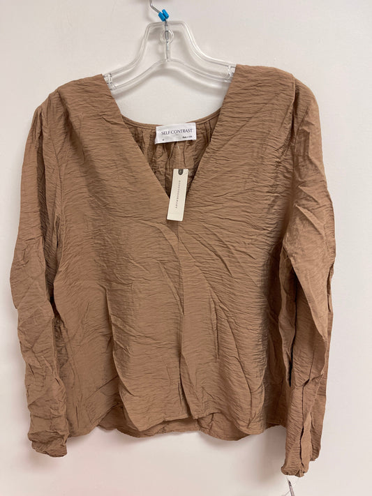 Top Long Sleeve By Self Contrast In Brown, Size: M