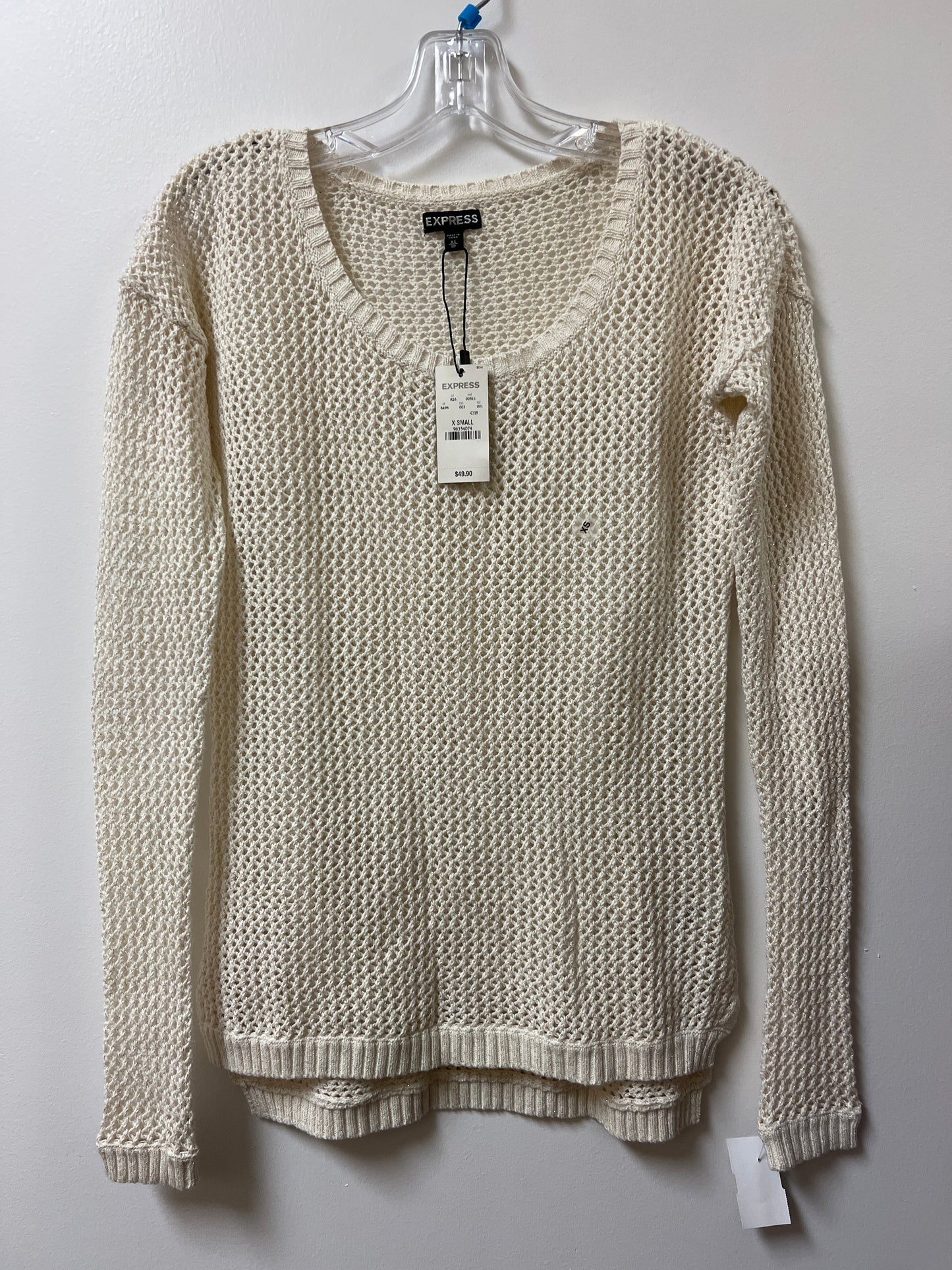 Top Long Sleeve By Express In Cream, Size: Xs