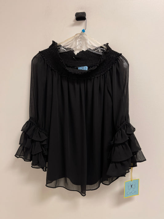 Top Long Sleeve By Cece In Black, Size: L