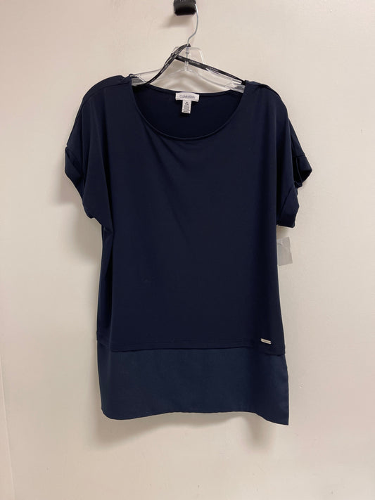 Top Short Sleeve By Calvin Klein In Navy, Size: M