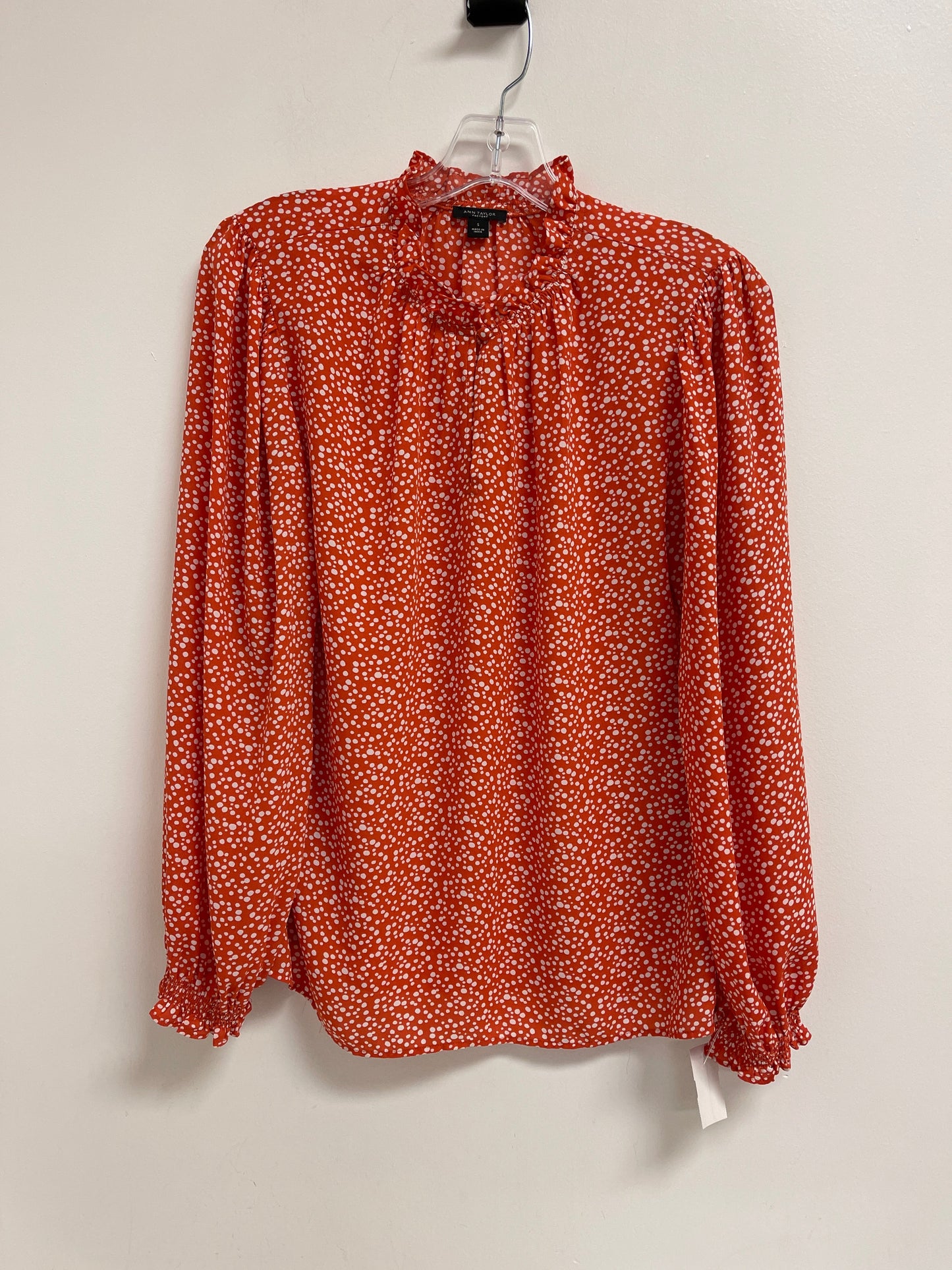 Top Long Sleeve By Ann Taylor In Orange, Size: S