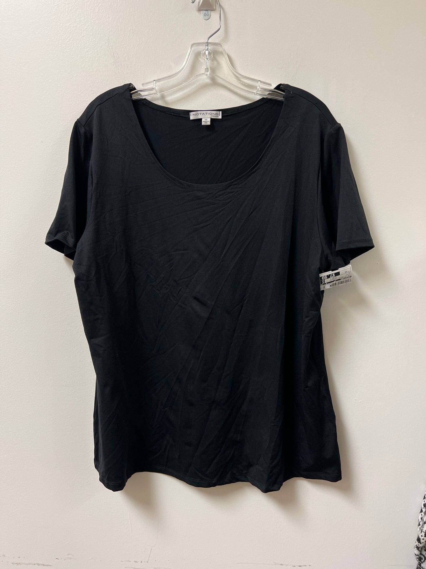 Top Short Sleeve Basic By Notations In Black, Size: 2x