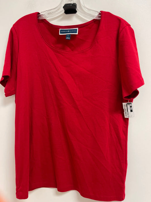 Top Short Sleeve Basic By Karen Scott In Red, Size: L