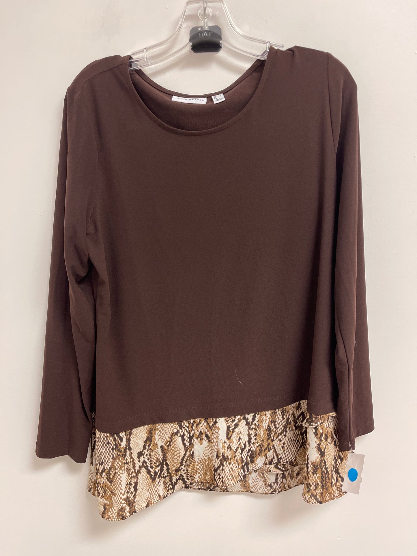 Top Long Sleeve By Susan Graver In Brown, Size: M