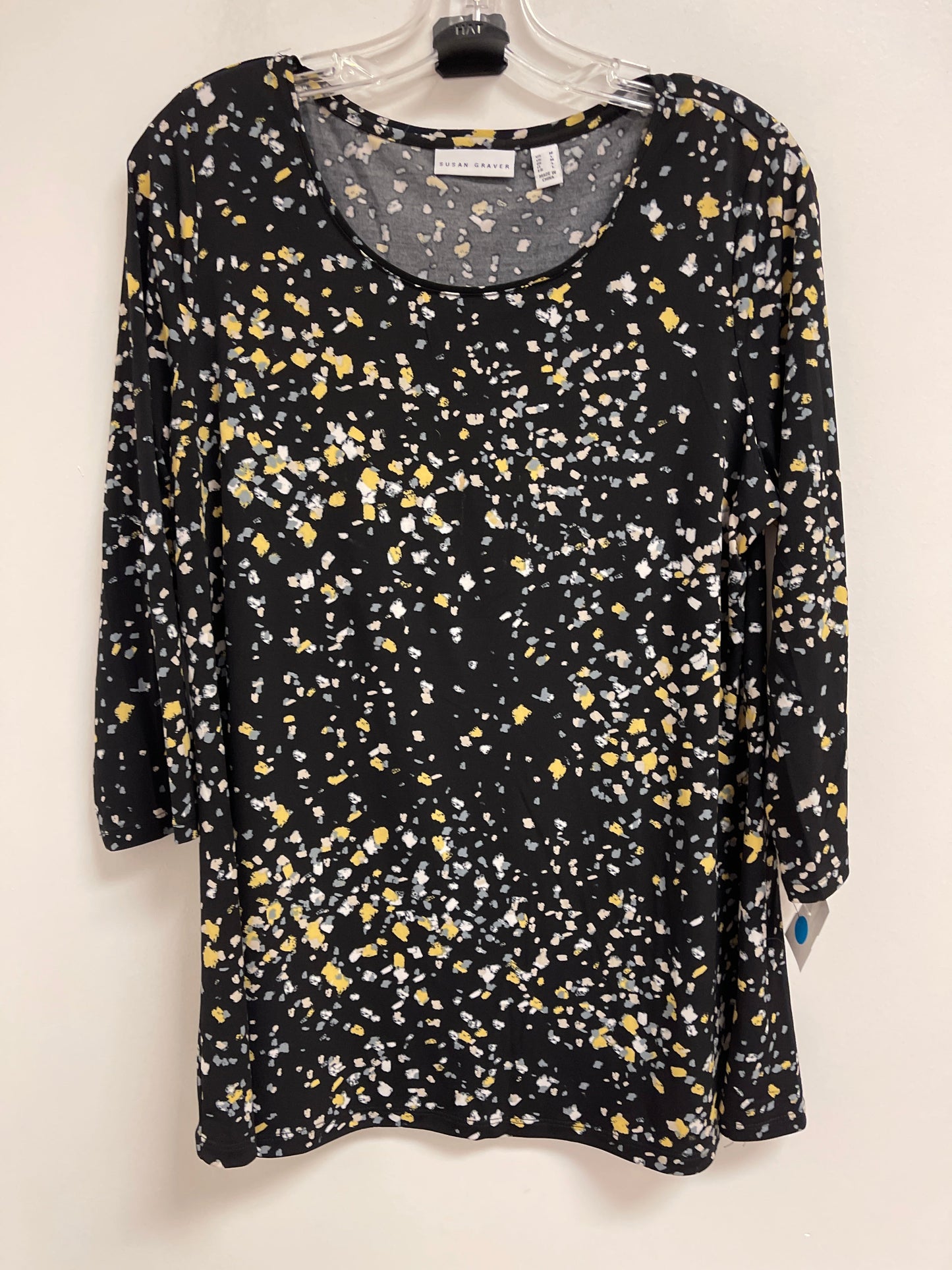 Top Long Sleeve By Susan Graver In Black & Yellow, Size: M