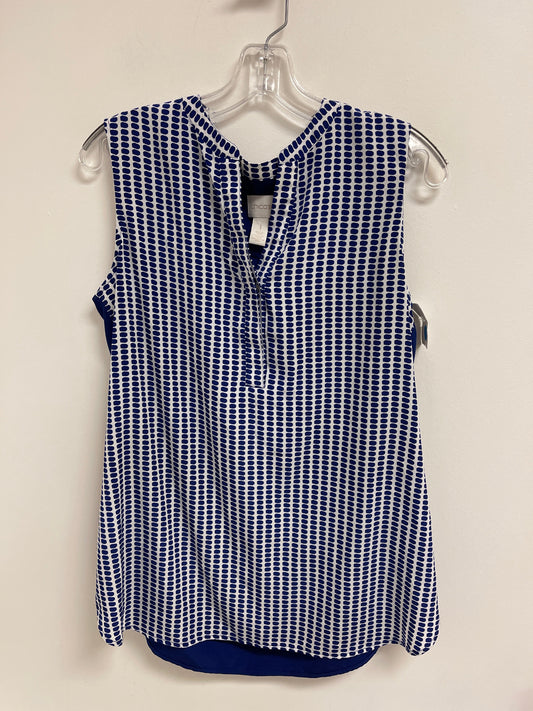 Top Sleeveless By Chicos In Blue & White, Size: M