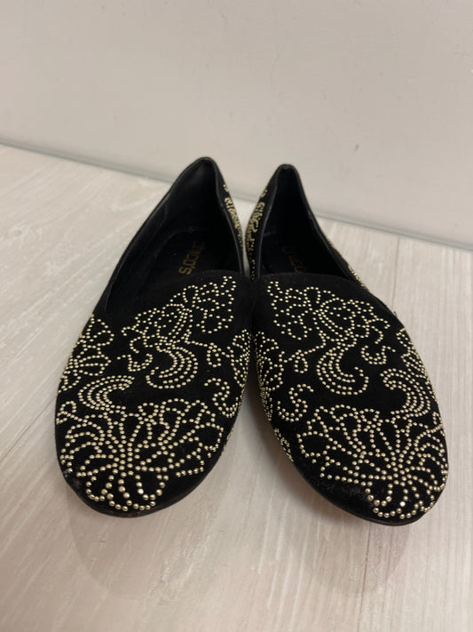 Shoes Flats By Chicos In Black & Gold, Size: 8