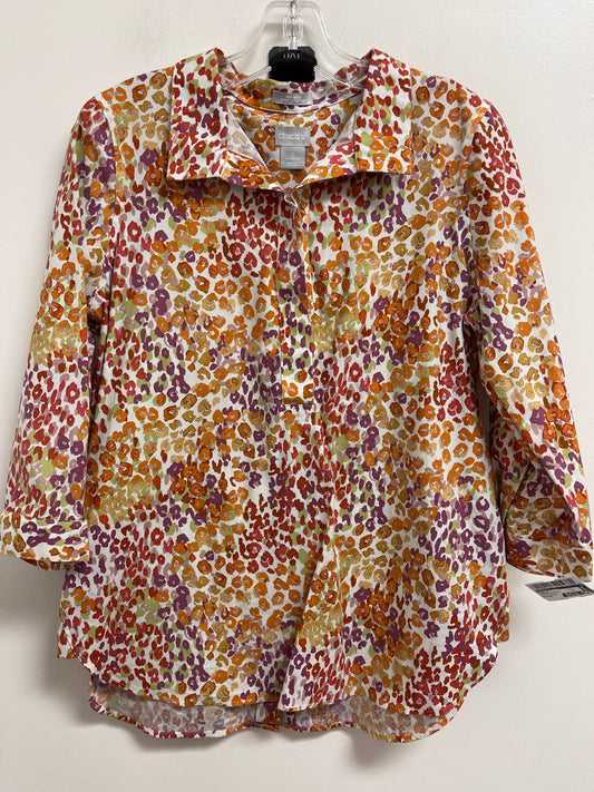 Top Long Sleeve By Chicos In Purple & Yellow, Size: S