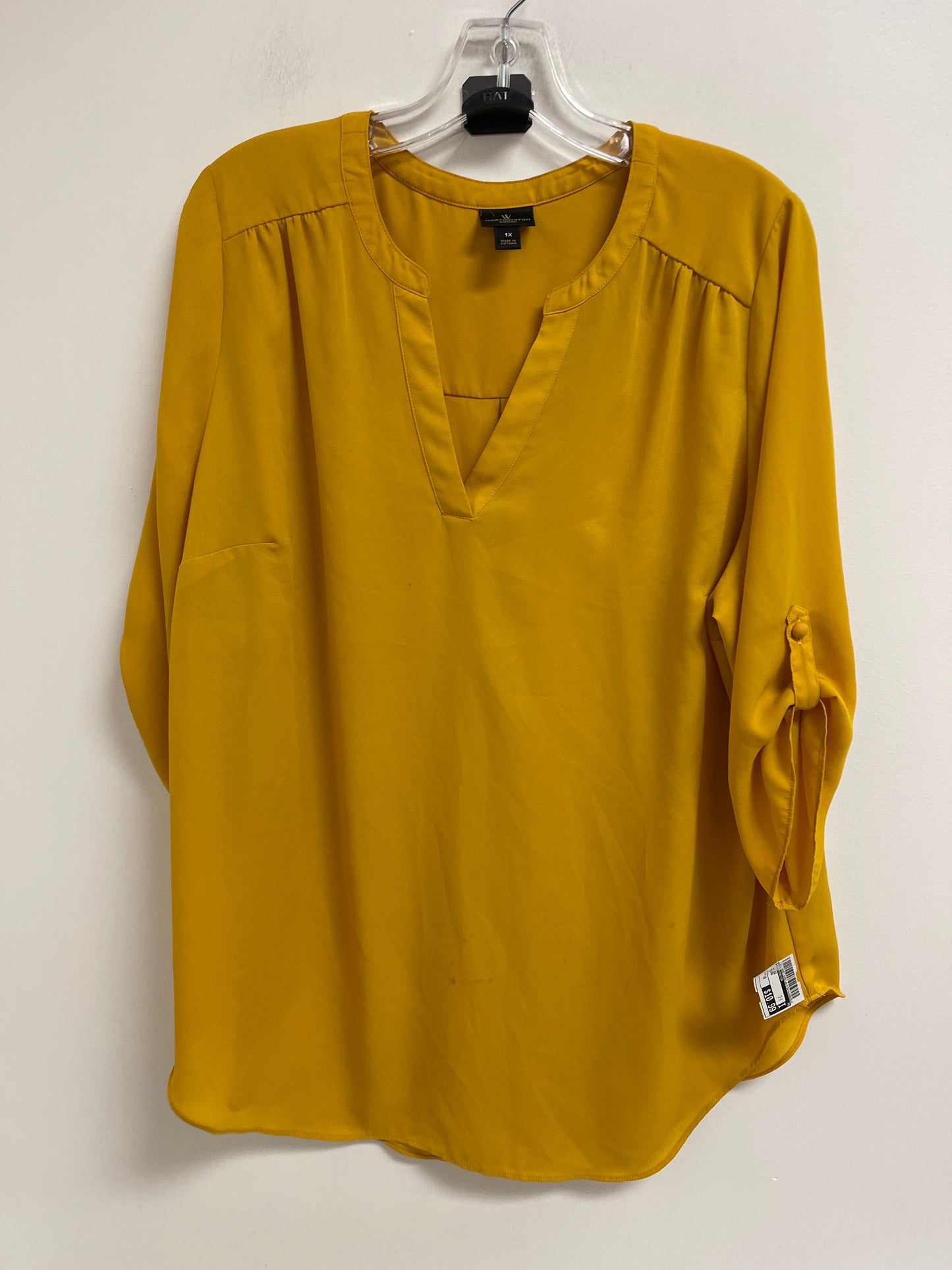 Top Long Sleeve By Worthington In Yellow, Size: 1x