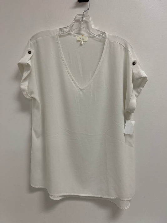 Top Short Sleeve By Love J In White, Size: L