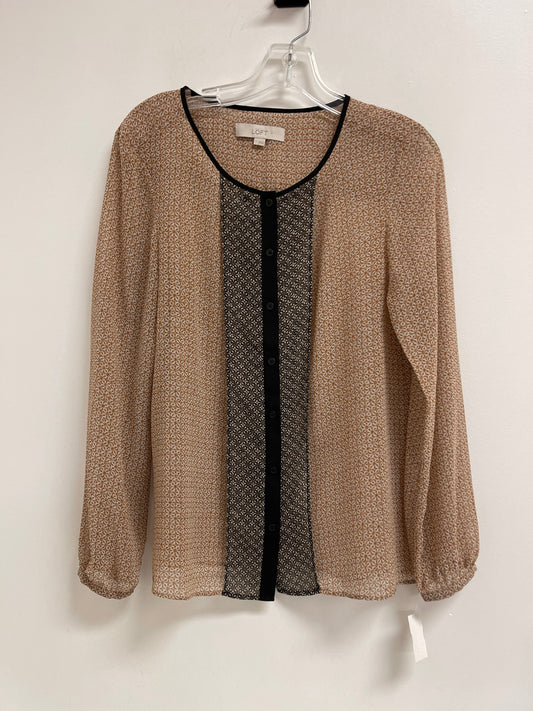 Top Long Sleeve By Loft In Black & Cream, Size: S