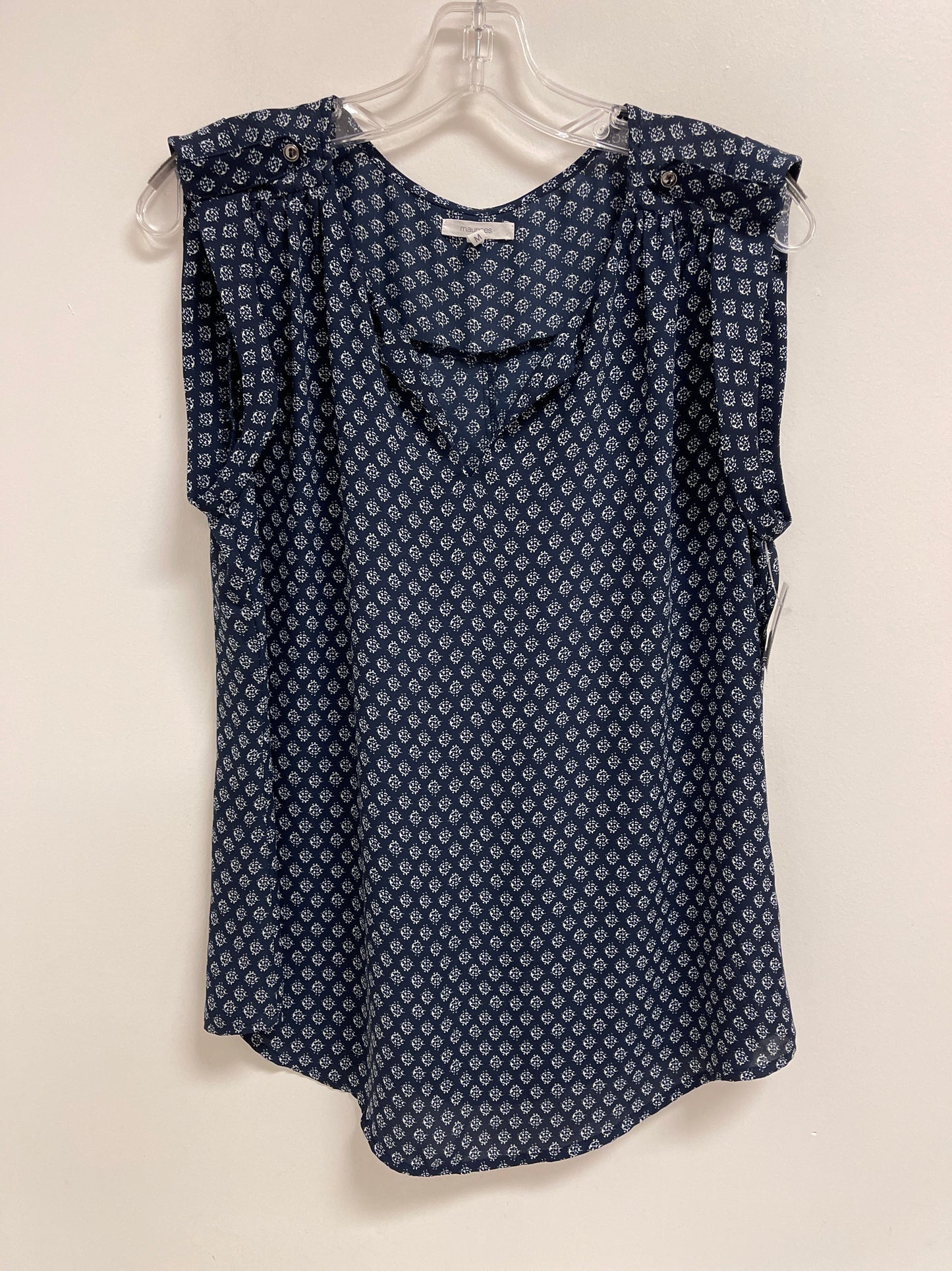 Top Short Sleeve By Maurices In Blue & White, Size: M