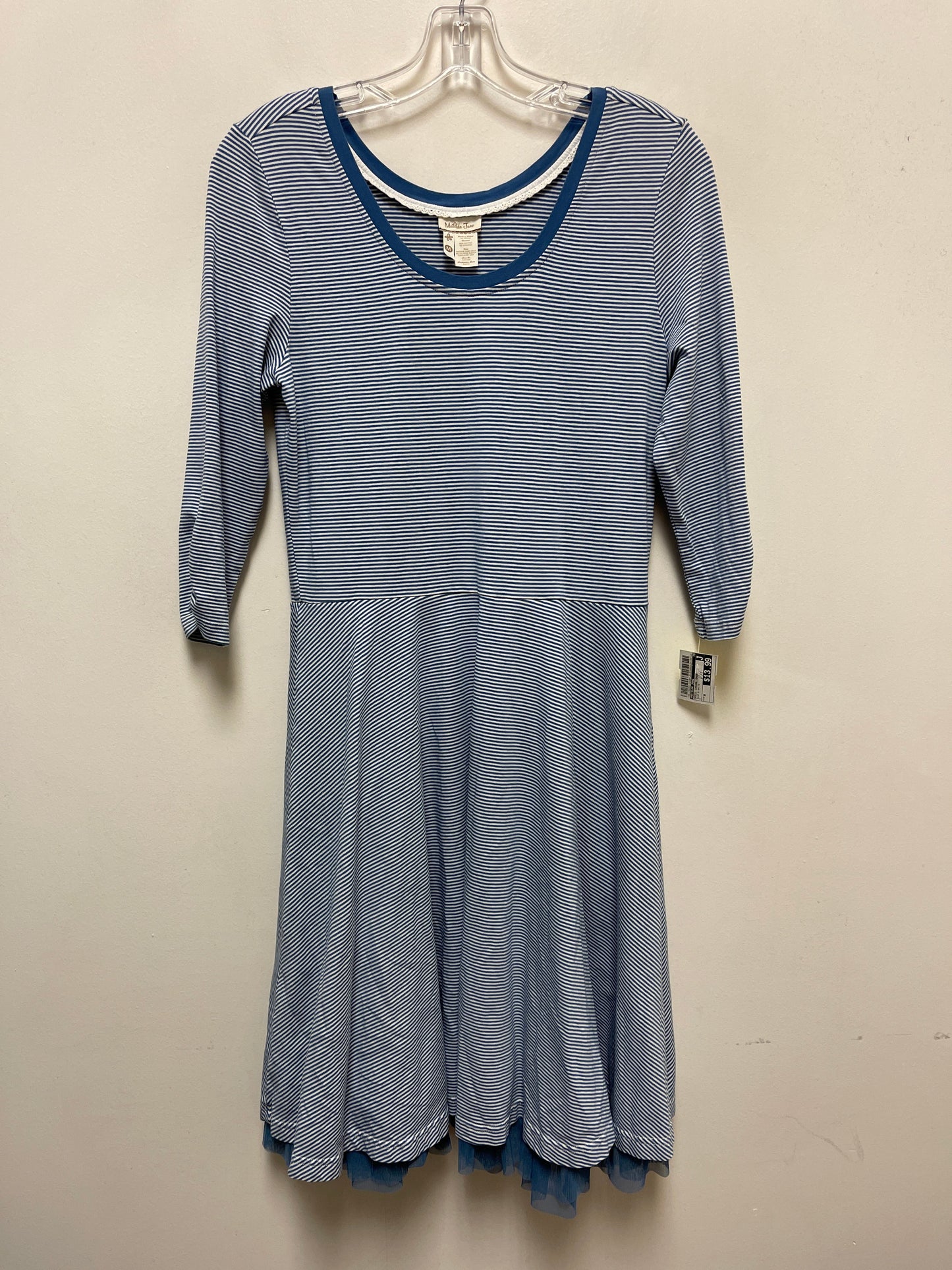 Dress Casual Short By Matilda Jane In Blue & White, Size: M