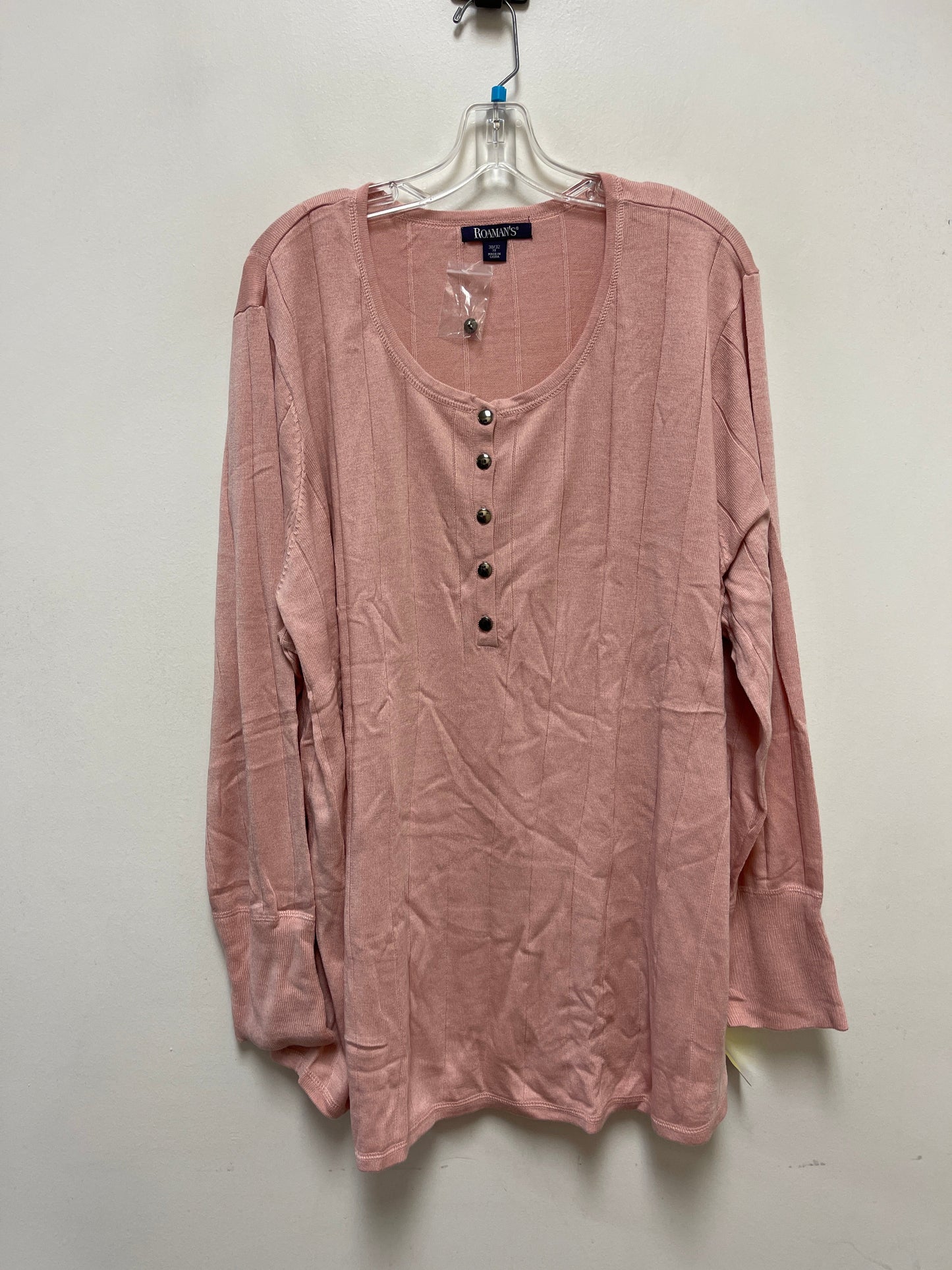 Top Long Sleeve By Roamans In Pink, Size: 3x