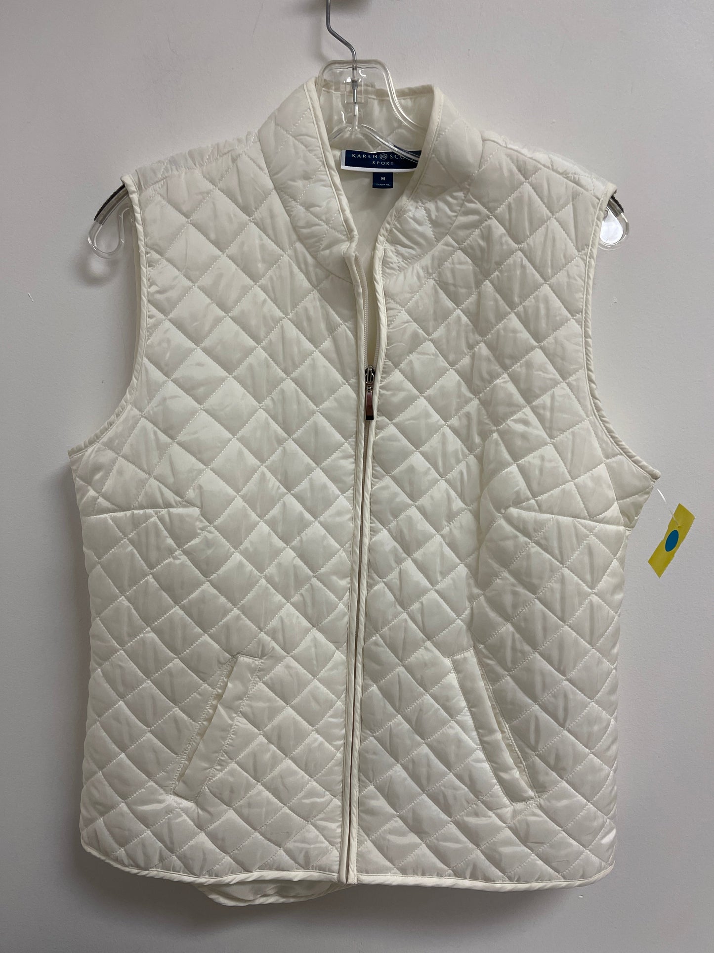 Vest Puffer & Quilted By Karen Scott In White, Size: M