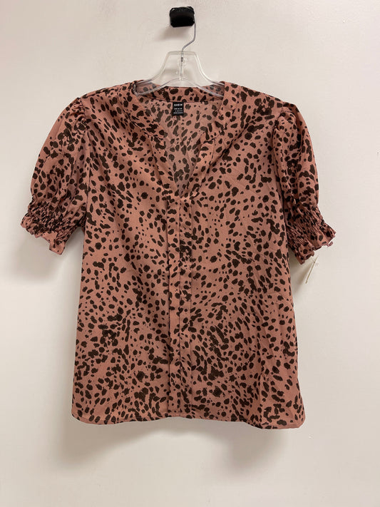 Top Short Sleeve By Shein In Brown & Pink, Size: L