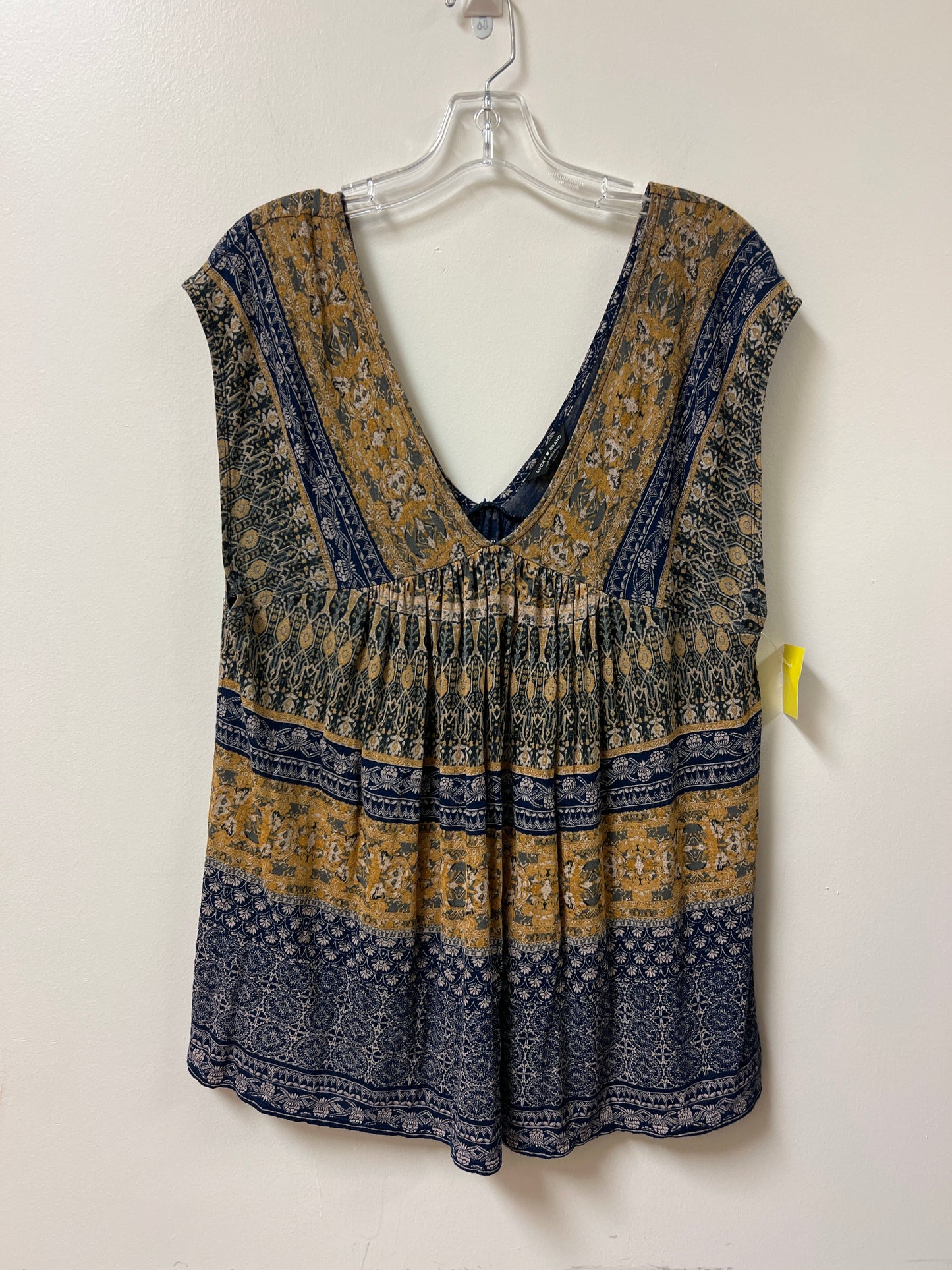 Top Sleeveless By Lucky Brand In Blue & Yellow, Size: M