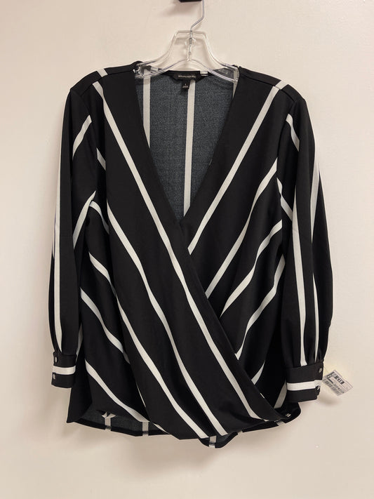 Top Long Sleeve By Banana Republic In Black & White, Size: L