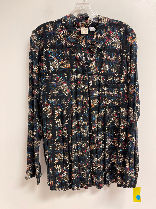 Top Long Sleeve By Canyon River Blues In Floral Print, Size: Xl