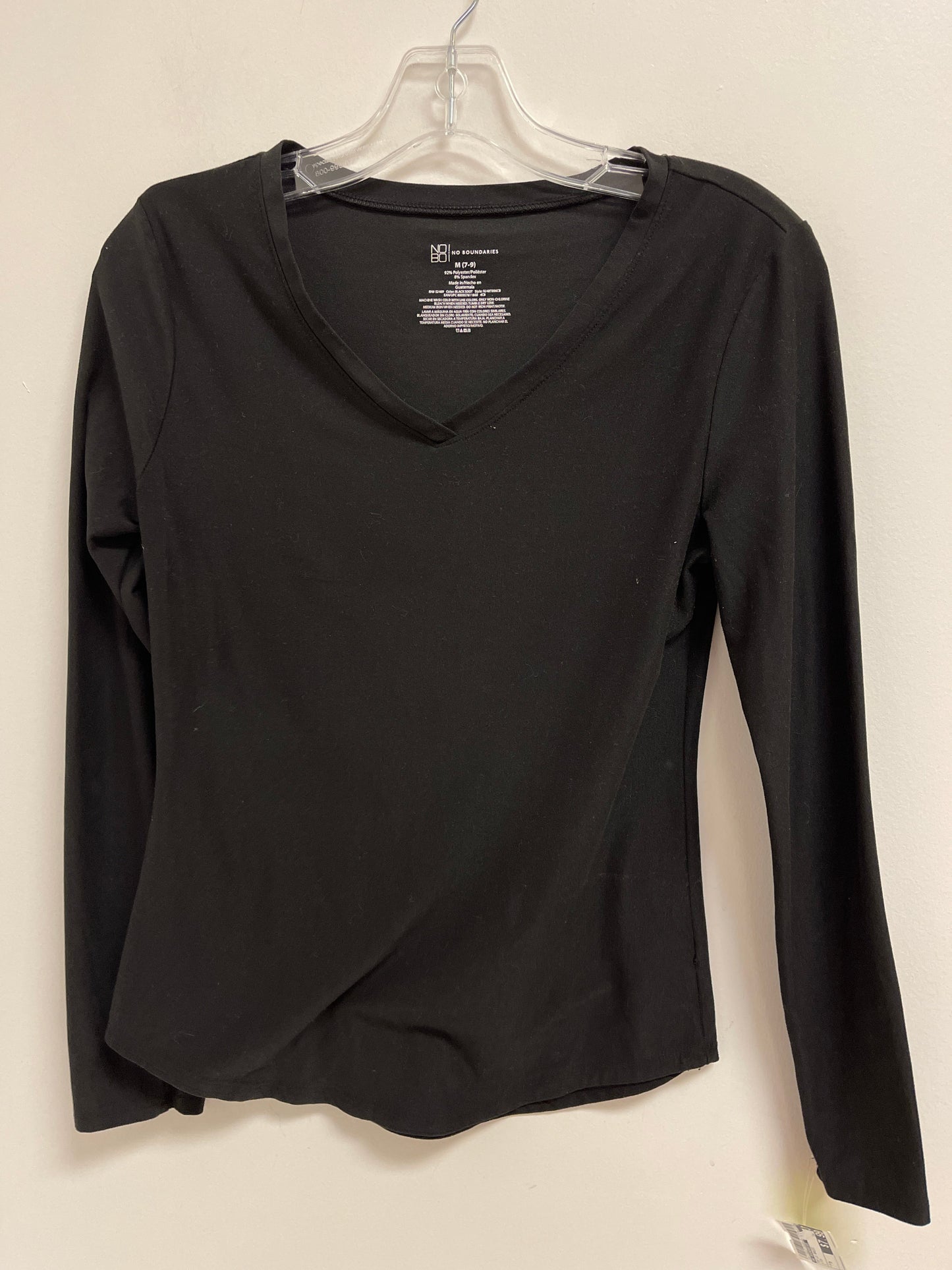 Top Long Sleeve Basic By No Boundaries In Black, Size: M