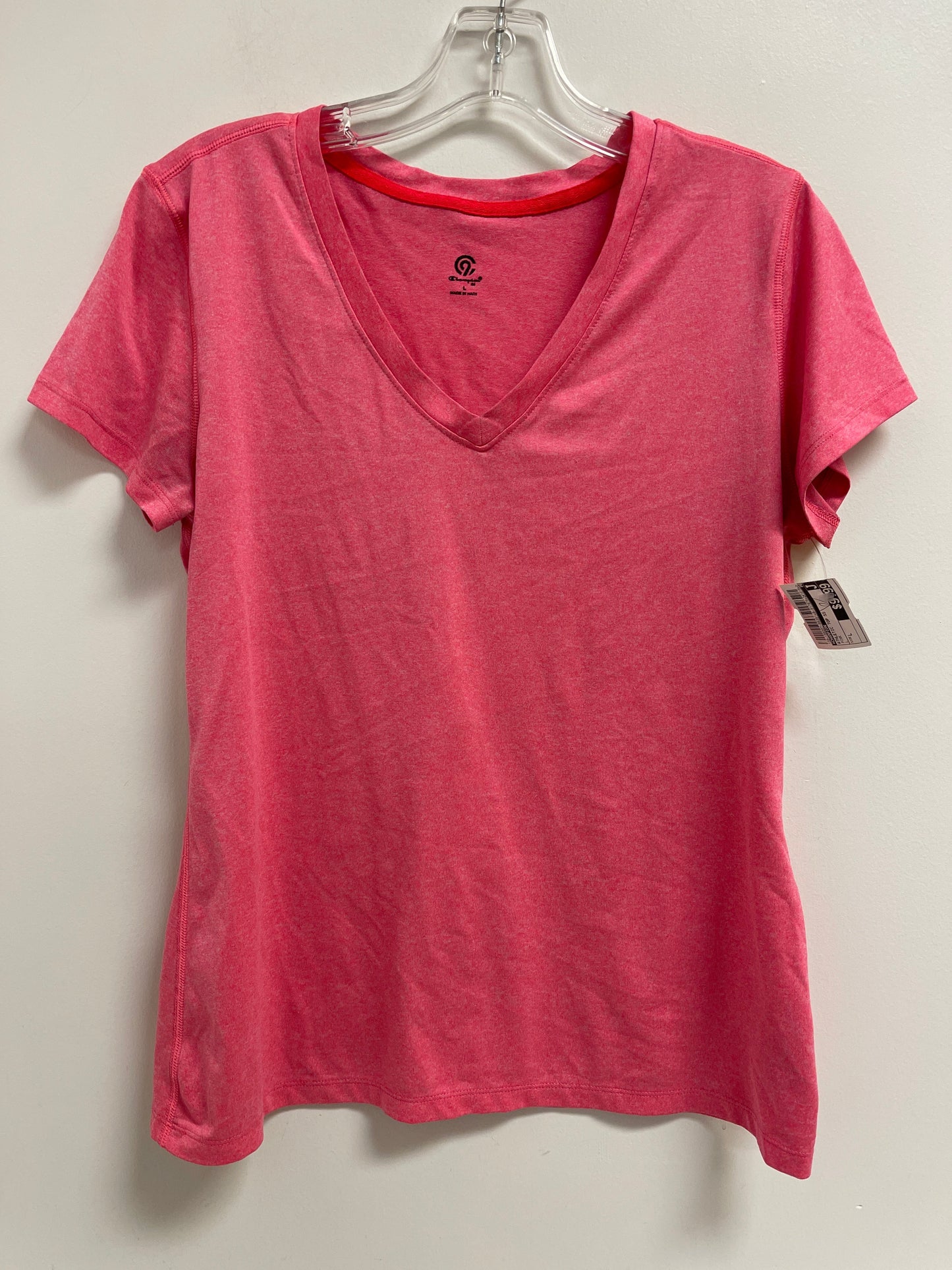 Athletic Top Short Sleeve By Champion In Pink, Size: L