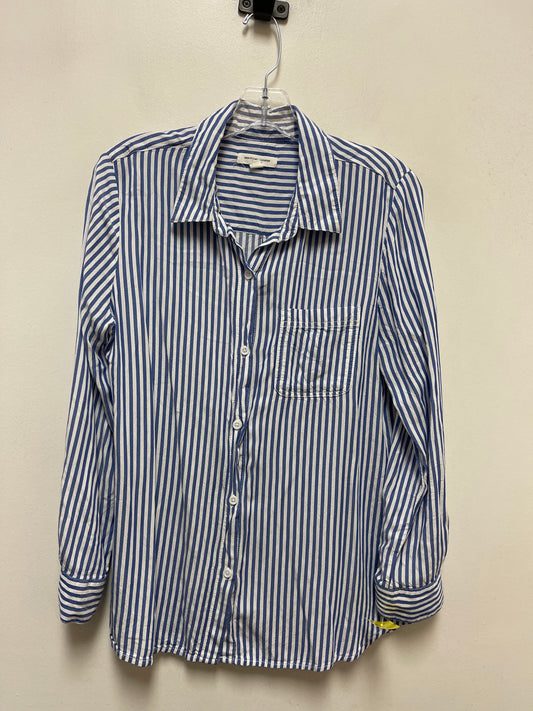 Top Long Sleeve By Beachlunchlounge In Blue & White, Size: M