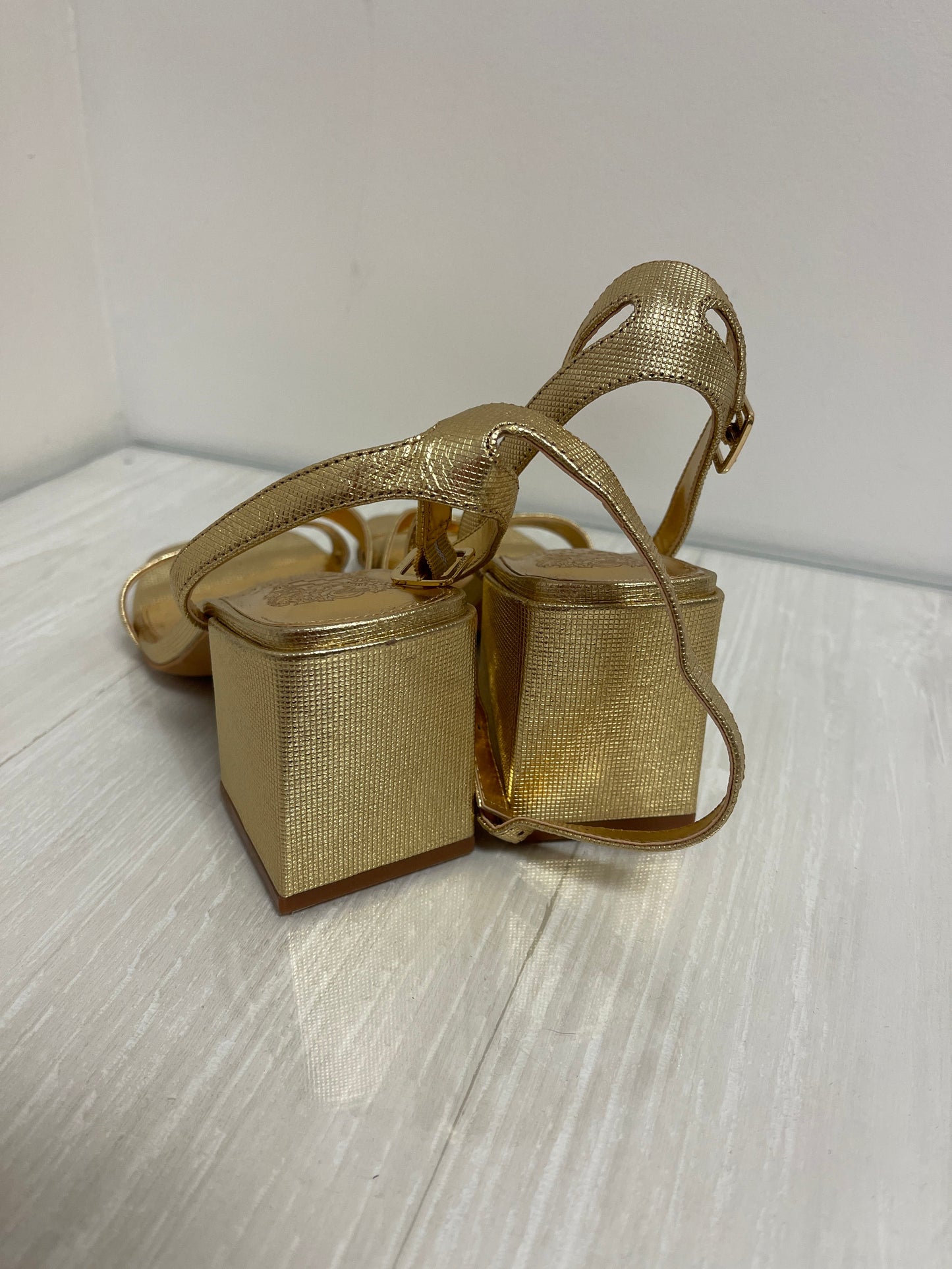 Sandals Heels Block By Vince Camuto In Gold, Size: 7.5