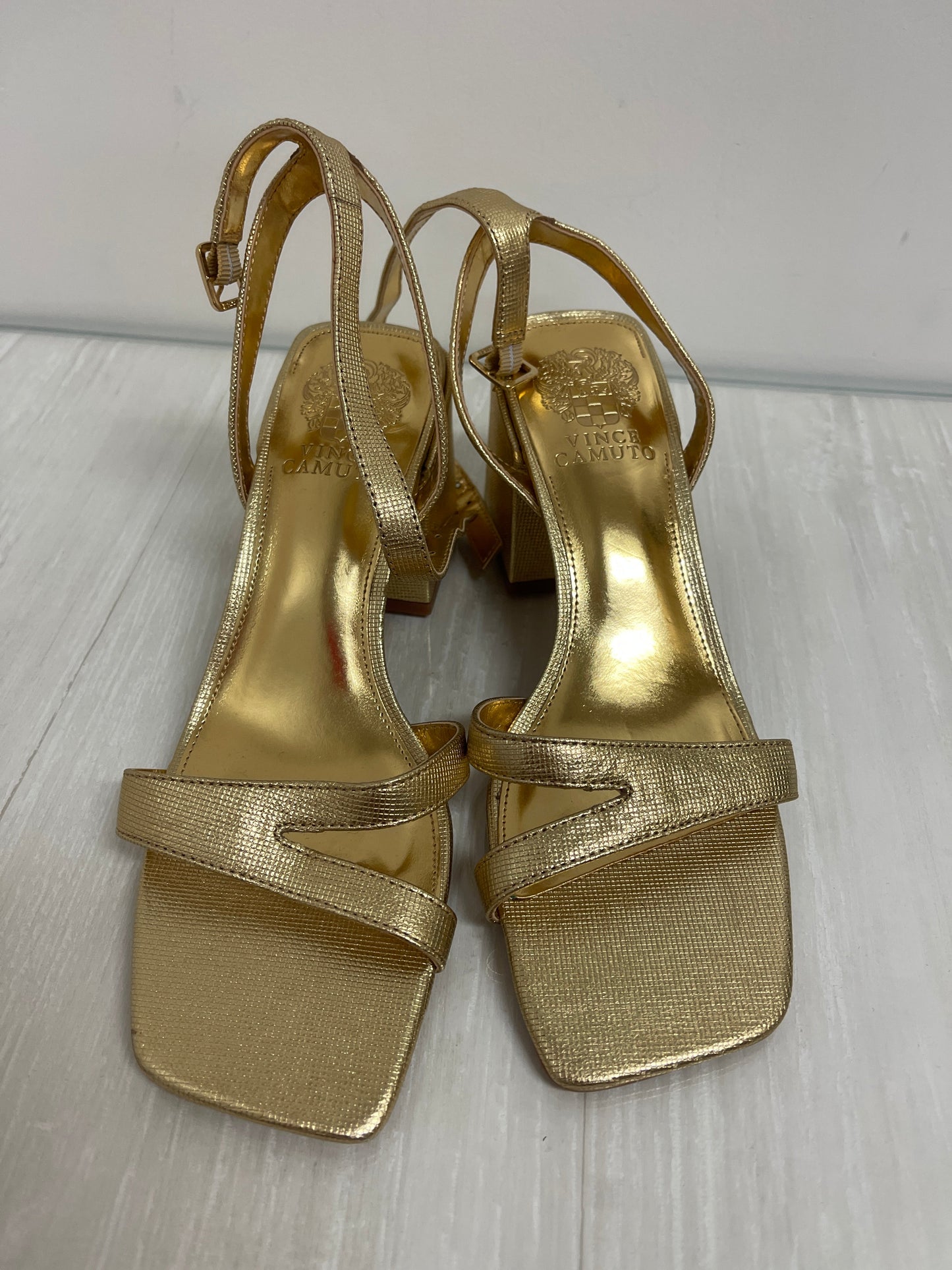 Sandals Heels Block By Vince Camuto In Gold, Size: 7.5