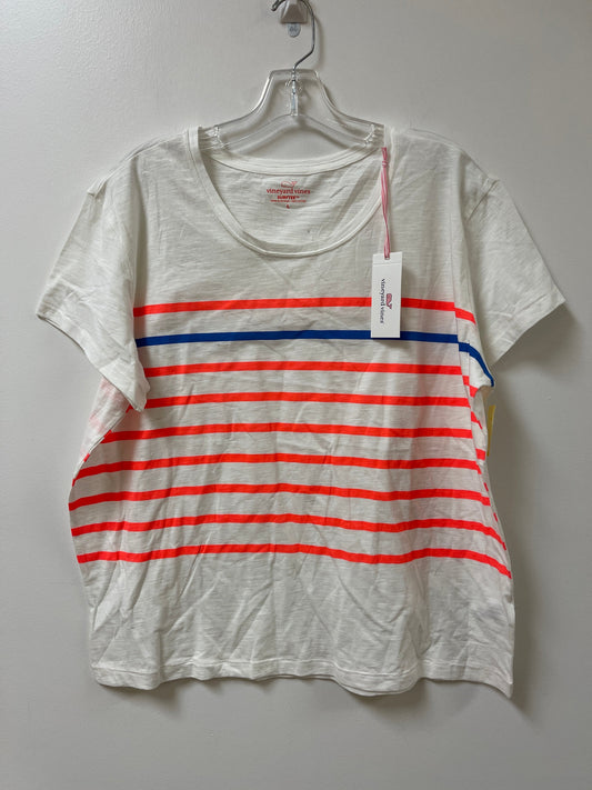 Top Short Sleeve By Vineyard Vines In Blue & Orange, Size: L