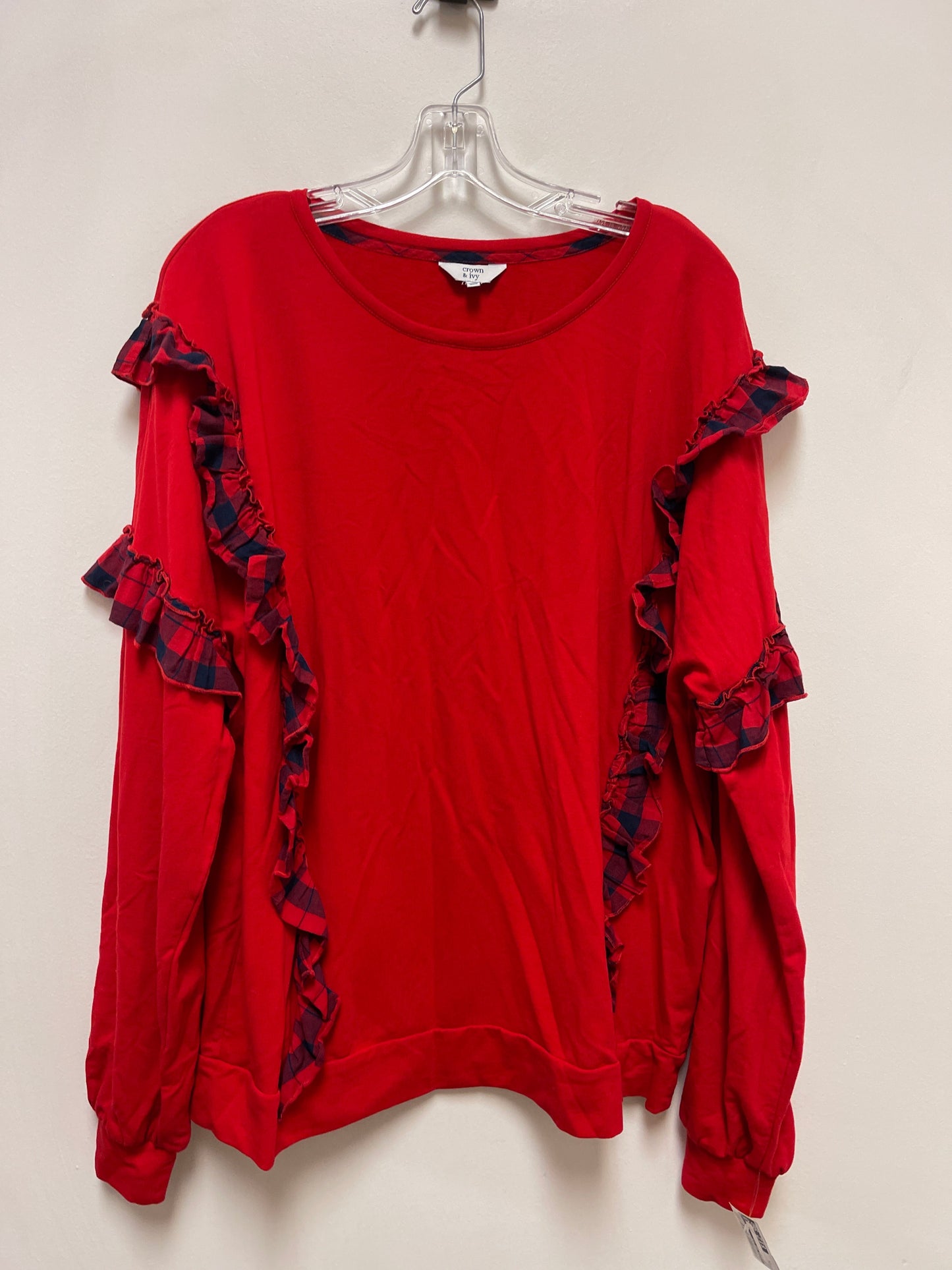 Top Long Sleeve By Crown And Ivy In Red, Size: 2x