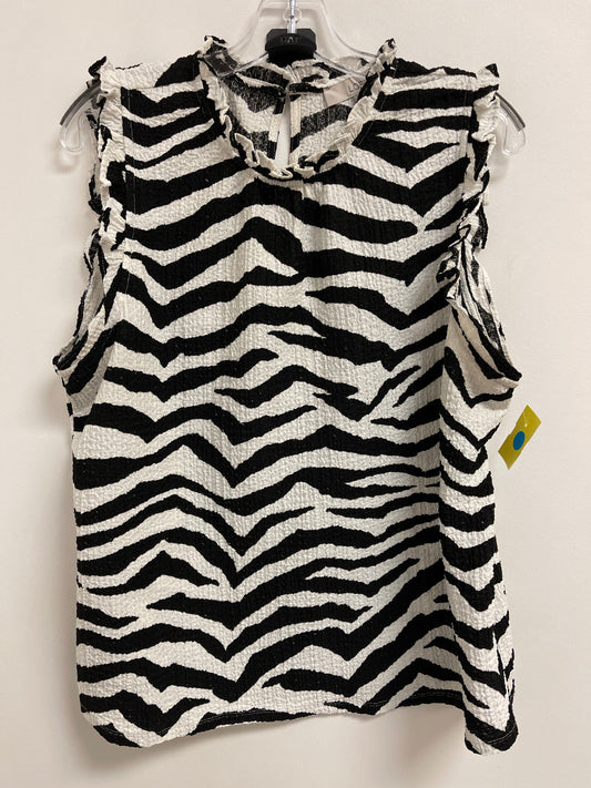 Top Short Sleeve By Loft In Black & White, Size: Xl