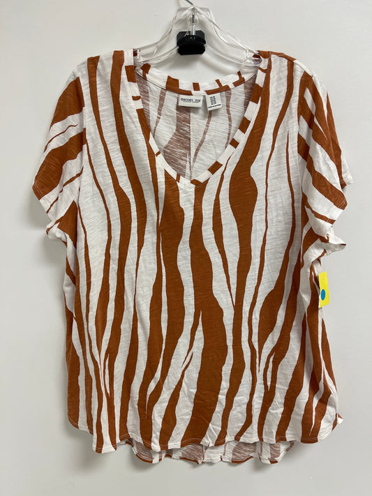 Top Short Sleeve By Rachel Zoe In Brown & White, Size: 1x