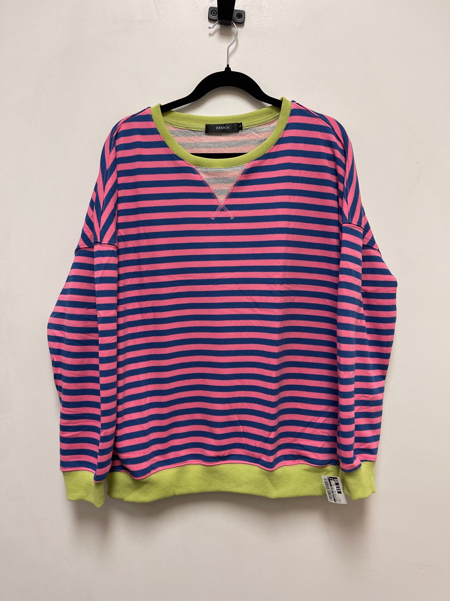 Sweatshirt Collar By Clothes Mentor In Striped Pattern, Size: L