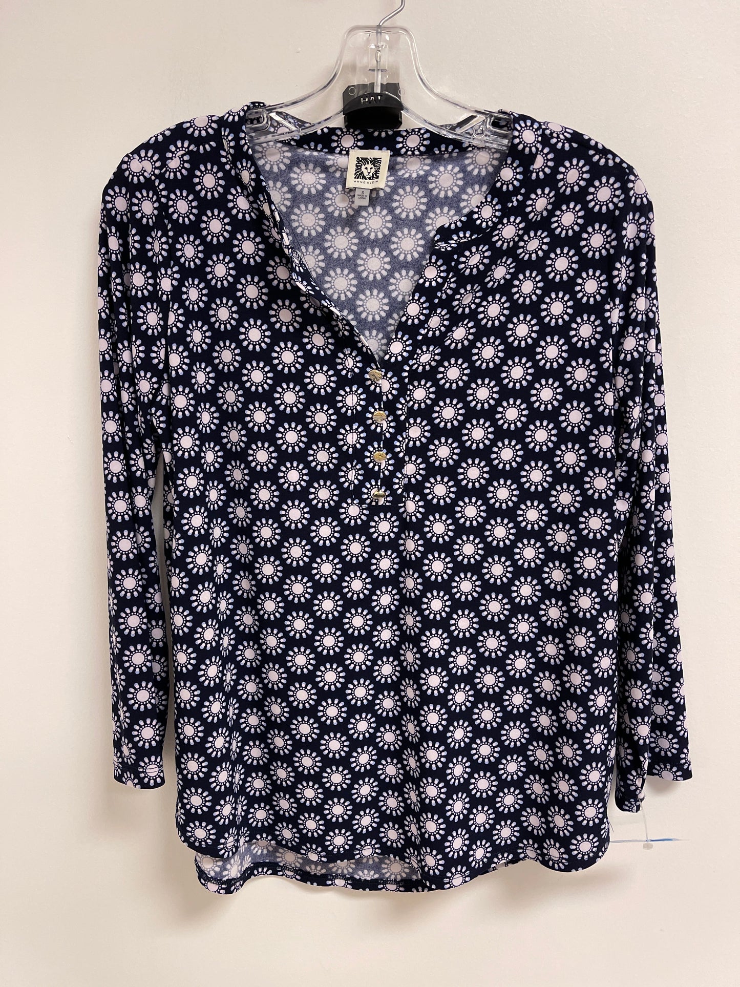 Top Long Sleeve By Anne Klein In Blue & Pink, Size: S