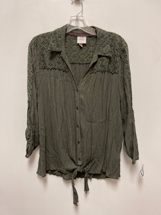 Top Long Sleeve By Knox Rose In Green, Size: L