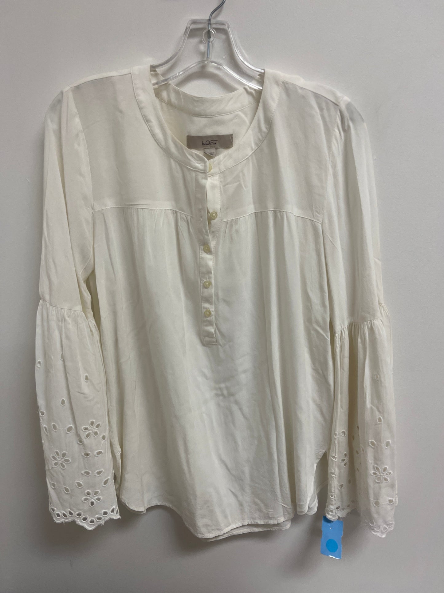 Top Long Sleeve By Loft In White, Size: S